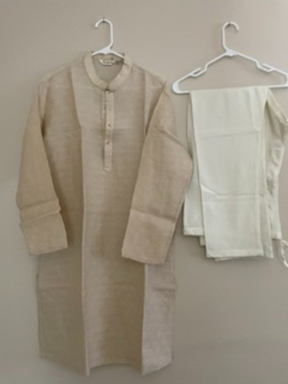 Men's Indian Formal Cream embroidered Kurta set